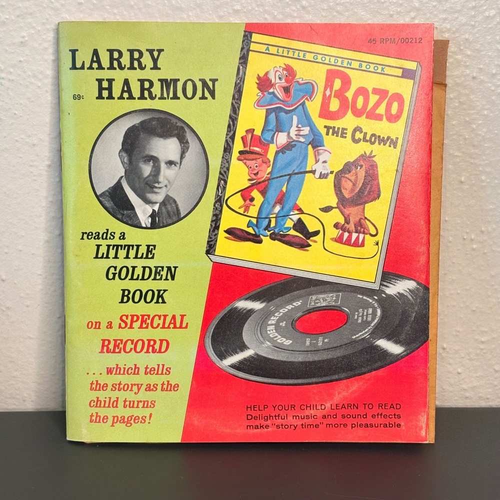 Golden Book Bozo the Clown‎ Kids OS Multicolor Good 45 RPM Record Larry Harmon
